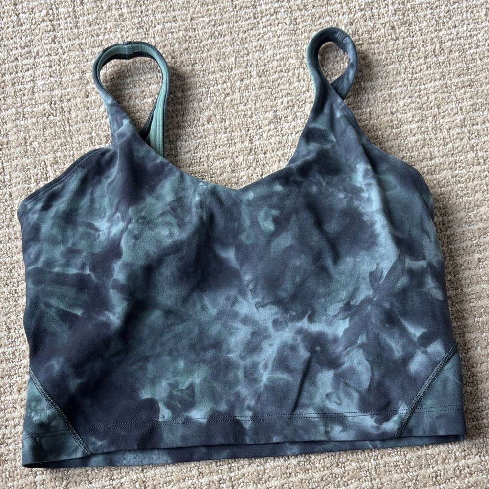Blue and Gray Tie-Dye Sports Bra